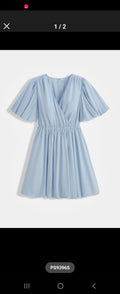 SS17 - Vestido Cruzado Manga Globo Azul Claro