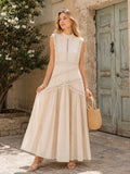 SS18 - Vestido Largo Encaje Crochet Beige