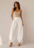 SS02 - Pantalón Palazzo Blanco con Lazos