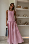 SS21 - Vestido Largo Botones Rosado
