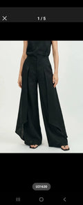 SS01 - Pantalón Palazzo Negro Asimétrico