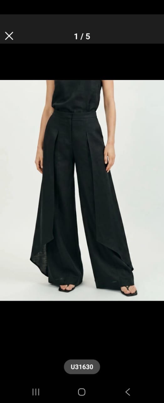 SS01 - Pantalón Palazzo Negro Asimétrico