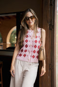Chaleco MATILDE Rosado y Vino