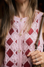 Chaleco MATILDE Rosado y Vino